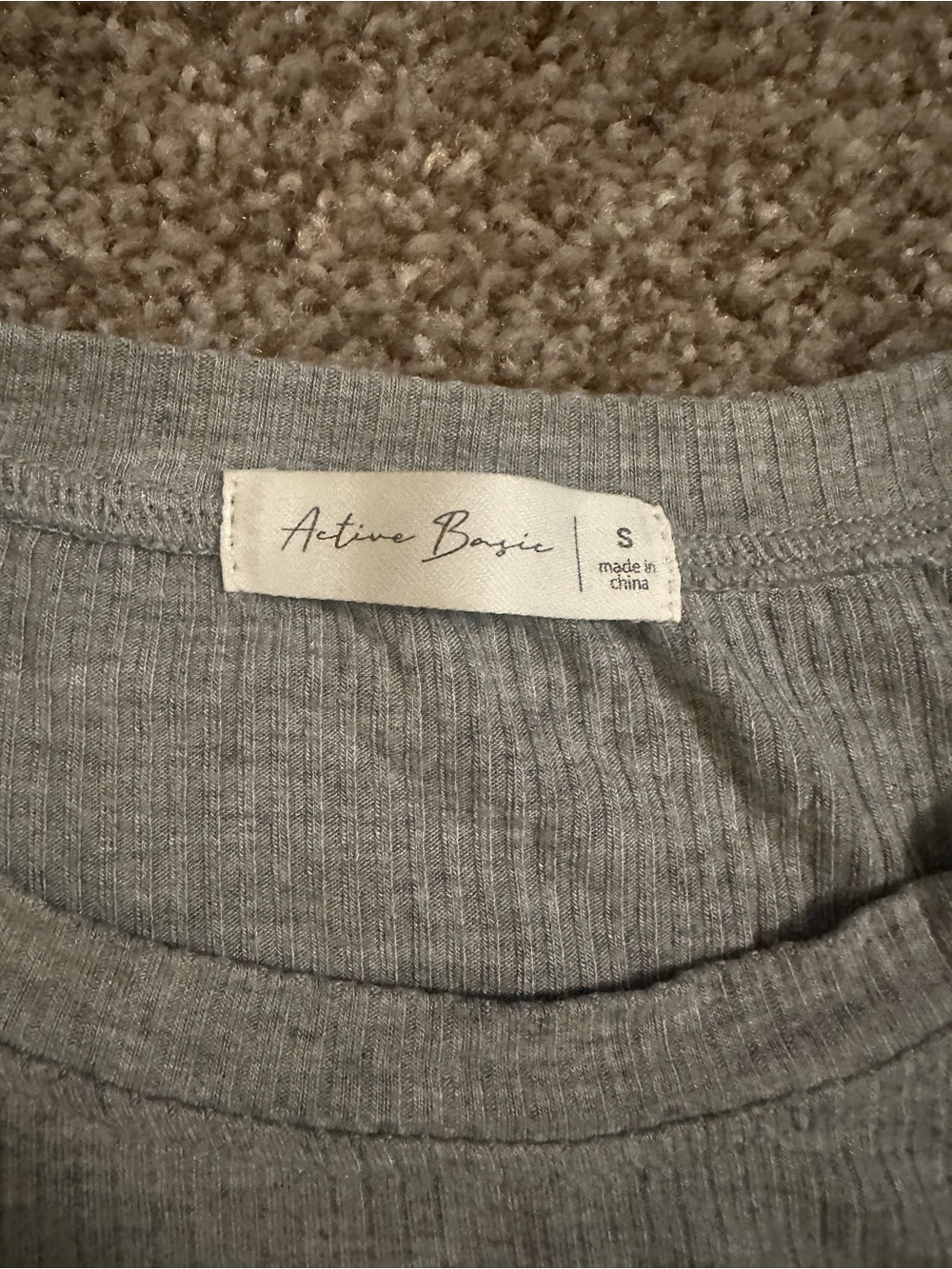 Active Basic Ribbed Short Sleeve Tee - Light Gray - Picture 2 of 5